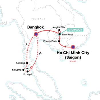 Map of tour Historic Cambodia and Thailand West Coast