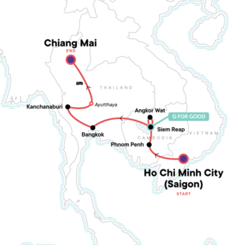 Map of tour Culture and History Tour of Cambodia and Thailand