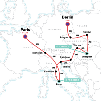 Map of tour Culture & Natural Beauty of Europe for Young Adults