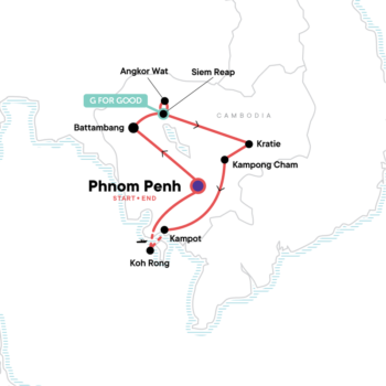 Map of tour The Best of Cambodia: Ancient Temples & Island Beaches