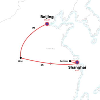 Map of tour Historical Tour of Beijing, Xi’an and Shanghai