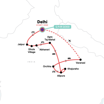 Map of tour Round-Trip Cultural Tour of India