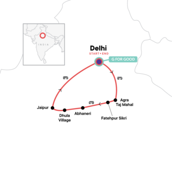 Map of tour Golden Triangle India Tour: Delhi, Jaipur and Agra