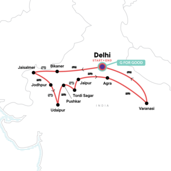 Map of tour Nothern India City Tour for Young Travellers