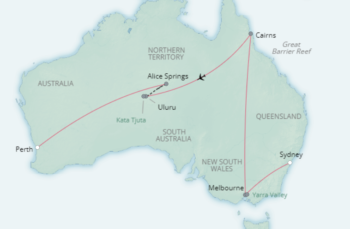 Map of tour Australia Highlights Tour for Over 50s