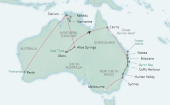 Map of tour Over 50s Grand Tour of Australia: Perth to Melbourne