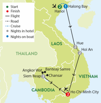 Map of tour Scenic History Tour of Vietnam & Cambodia