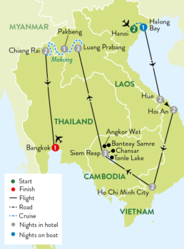 Map of tour Southeast Asia Culture & Nature Tour