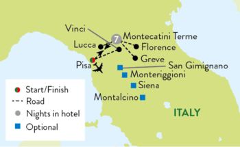 Map of tour Florence and Tuscany Guided Holiday