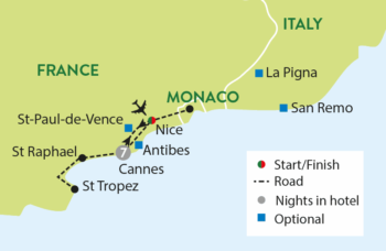 Map of tour Coastal Tour of the French Riviera