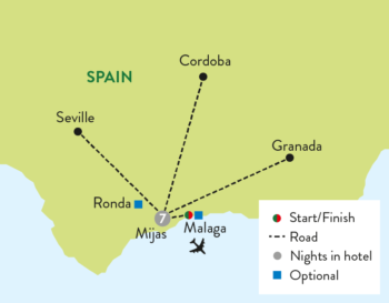 Map of tour Historic Cities of Andalusia Low-Cost Tour