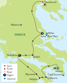 Map of tour Historical Sites of Mythical Greece