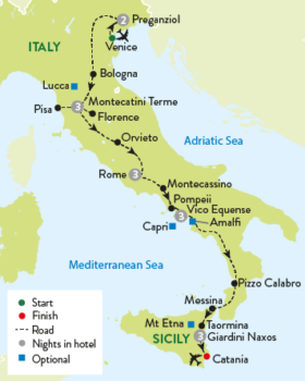 Map of tour Italy Grand Tour