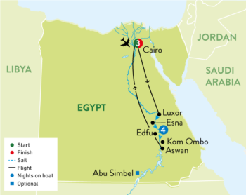 Map of tour Historical Egypt and Nile Cruise