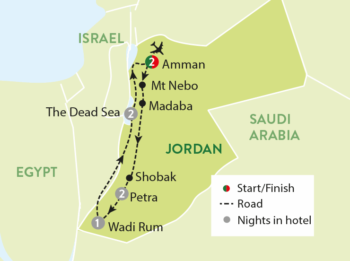 Map of tour Jordan History Holiday