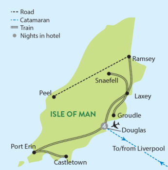 Map of tour Isle of Man Heritage Rail Tour