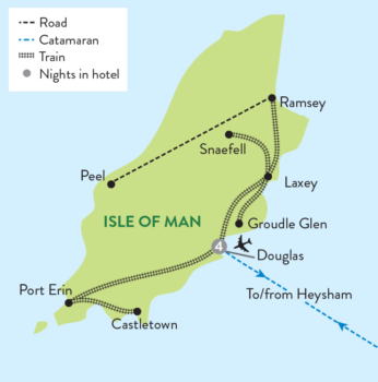 Map of tour Isle of Man Heritage Rail and Scenic Tour