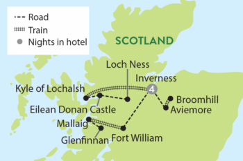 Map of tour Scottish Highlands Great Rail Tour