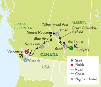 Map of tour Canada’s Rockies & Vancouver