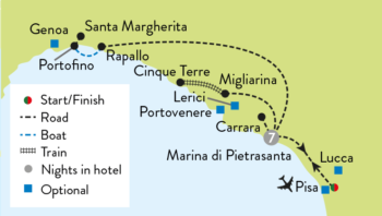 Map of tour Italian Riviera Tour Holiday