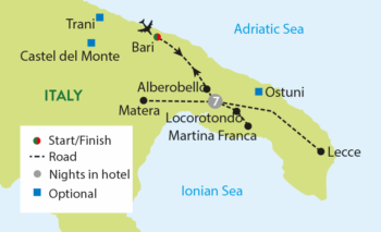 Map of tour Italy’s South – Puglia & Basilicata