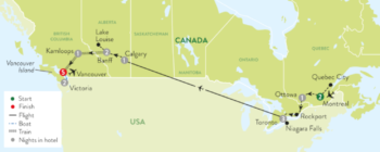 Map of tour Best of Canada Grand Tour with Vancouver Stay