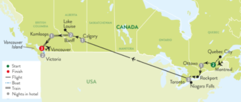 Map of tour Superb Canada Grand Tour