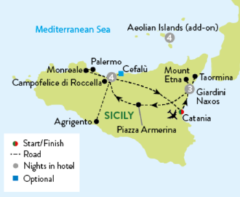 Map of tour Best of Sicily Tour